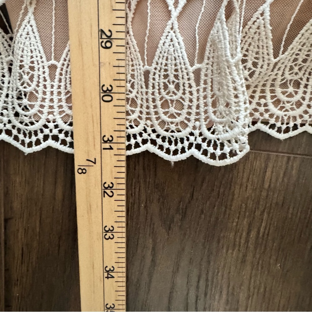 AQUA NWT Lace Tiered Mini Dress Size L Canvas Cottagecore Prairie Victorian Boho - Picture 10 of 16